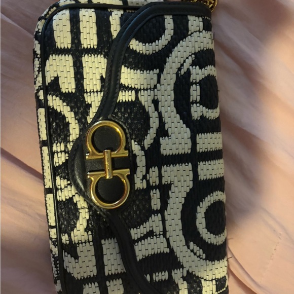 Salvatore Ferragamo Black and White Patterned Clutch